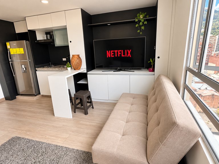 Loft con vista a los cerros para 3 | Bogotá Centro